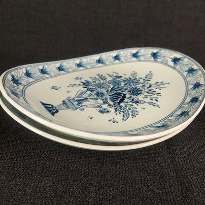 Vintage Delft Blue Petrus Regout Maastricht Oval Dish Set of 6 | Hand-Signed Delfts Holland | Floral Urn Pattern | 1950s-70s