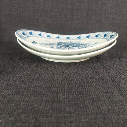 Vintage Delft Blue Petrus Regout Maastricht Oval Dish Set of 6 | Hand-Signed Delfts Holland | Floral Urn Pattern | 1950s-70s
