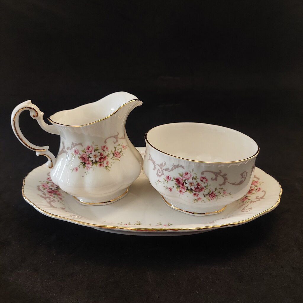 Paragon Rose Bouquet Creamer Sugar Bowl Underplate Set Royal Warrant England