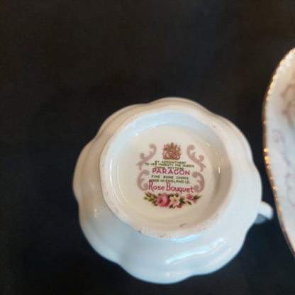 Paragon Rose Bouquet Creamer Sugar Bowl Underplate Set Royal Warrant England
