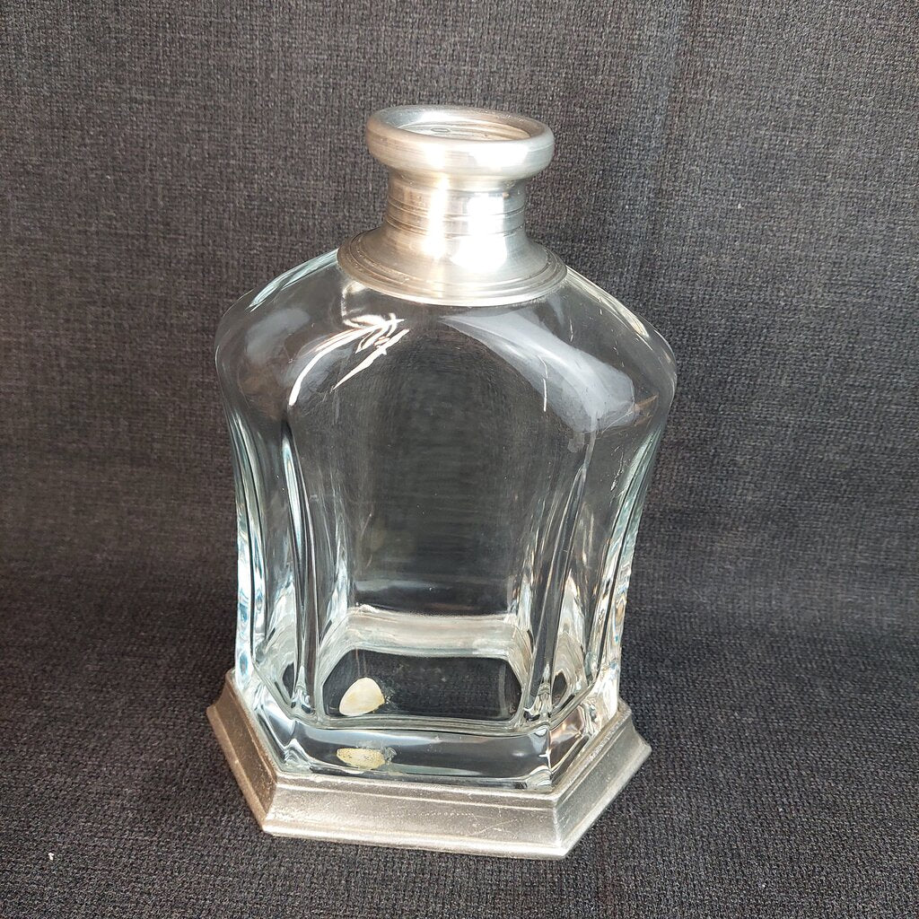 Brescia Peltro Italy Pewter & Glass Whiskey Decanter (no Stopper)