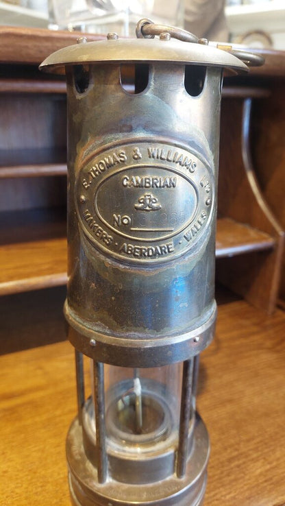 Vintage 1984 Norm Thompson Cambrian Miner's Lamp – E. Thomas & Williams Brass No. 134965