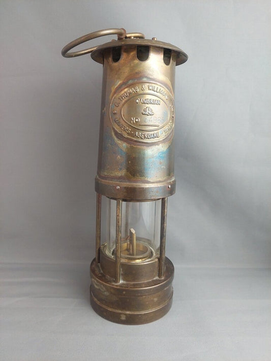 Vintage 1984 Norm Thompson Cambrian Miner's Lamp – E. Thomas & Williams Brass No. 134965