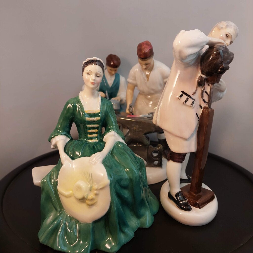 Lot of 4 Royal Doulton Williamsburg Figurines Blacksmith, Wigmaker, Lady, Silversmith