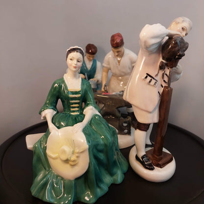 Lot of 4 Royal Doulton Williamsburg Figurines Blacksmith, Wigmaker, Lady, Silversmith