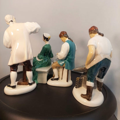 Lot of 4 Royal Doulton Williamsburg Figurines Blacksmith, Wigmaker, Lady, Silversmith