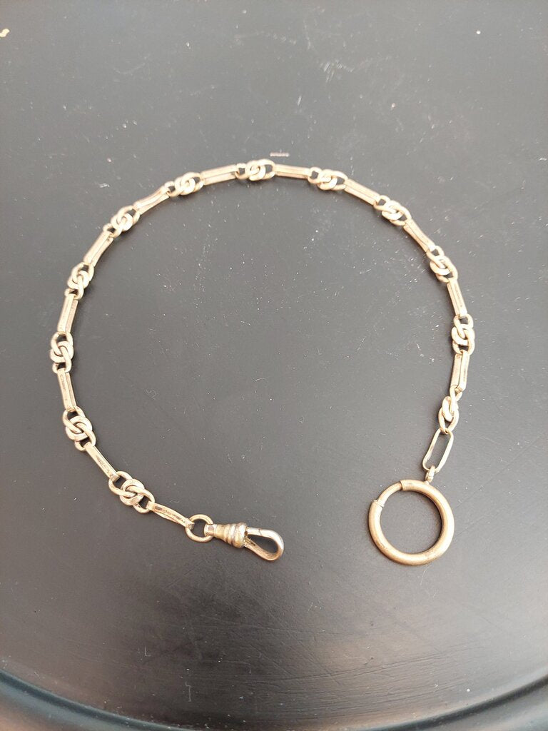 Antique GF 10kt Albert Watch Chain w. Dog Clip and Spring Ring