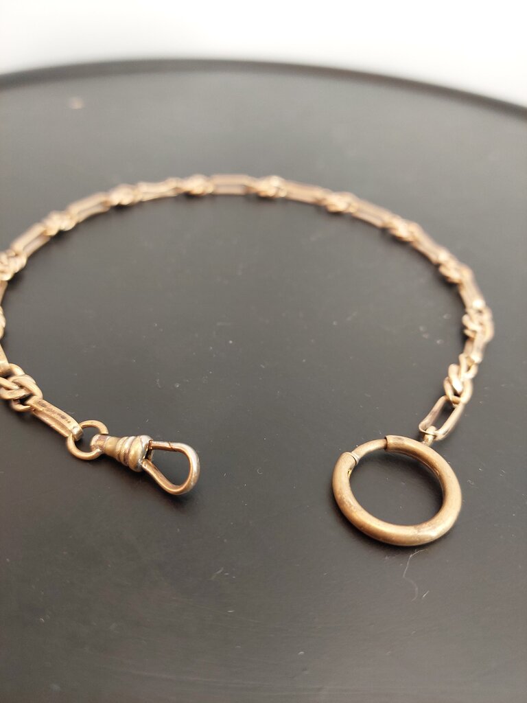 Antique GF 10kt Albert Watch Chain w. Dog Clip and Spring Ring