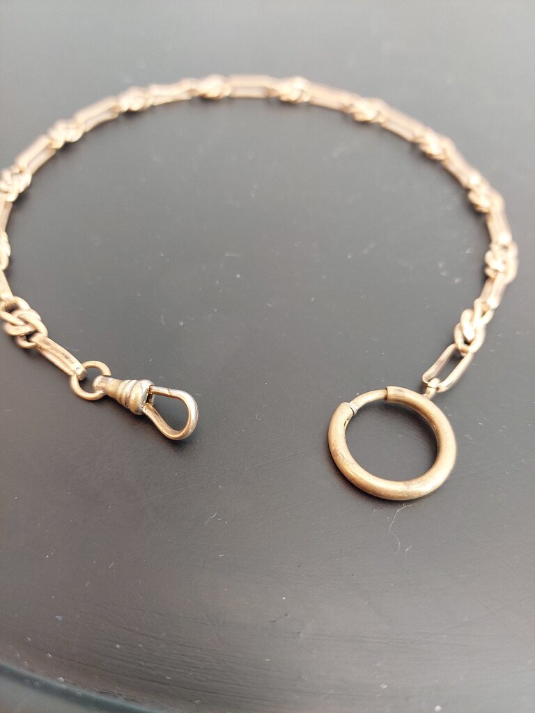 Antique GF 10kt Albert Watch Chain w. Dog Clip and Spring Ring