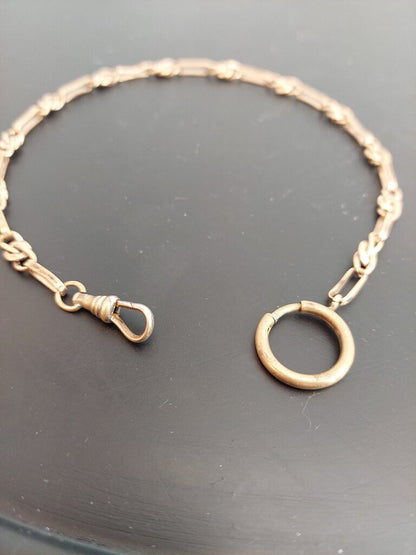 Antique GF 10kt Albert Watch Chain w. Dog Clip and Spring Ring