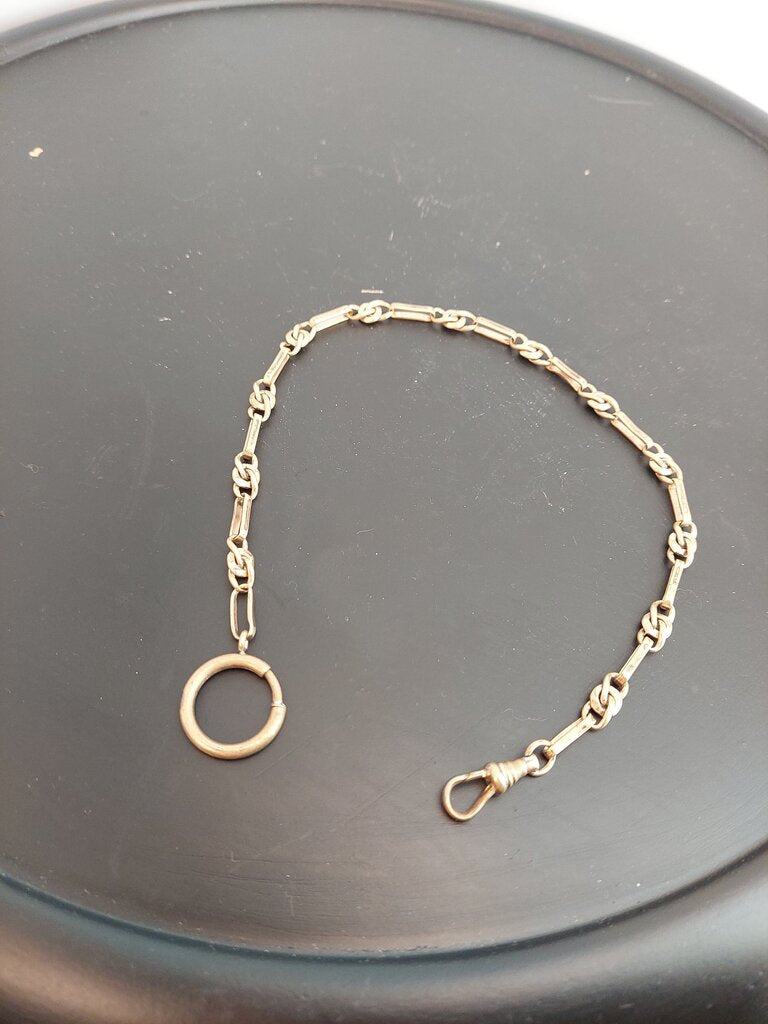Antique GF 10kt Albert Watch Chain w. Dog Clip and Spring Ring