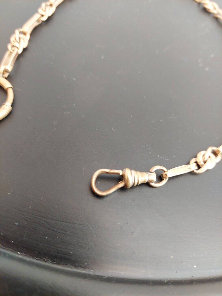 Antique GF 10kt Albert Watch Chain w. Dog Clip and Spring Ring