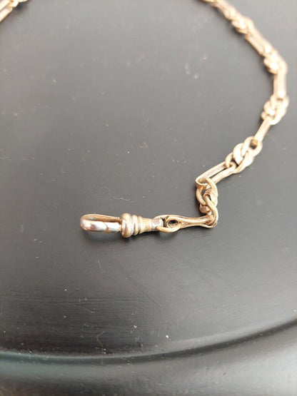 Antique GF 10kt Albert Watch Chain w. Dog Clip and Spring Ring