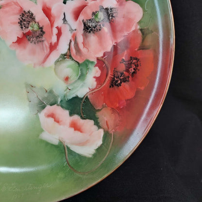 1907 Rosenthal Bavaria Cabinet Plate with Poppies Signed KE Feuchinger