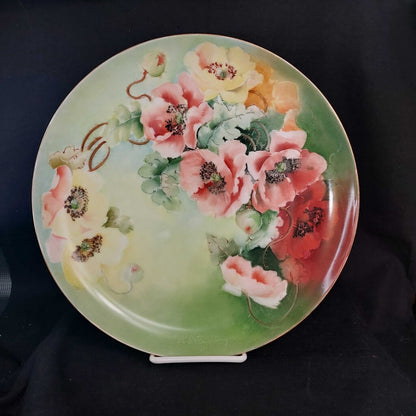 1907 Rosenthal Bavaria Cabinet Plate with Poppies Signed KE Feuchinger