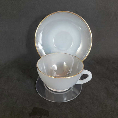 3 "Harlequin" Cup and Saucer by Arcopal France