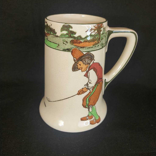 RARE 1929 Golfing Series Tankard "Supplied by Montague Bridgman Victoria BC" crazed - The URBANARY Home and Garden