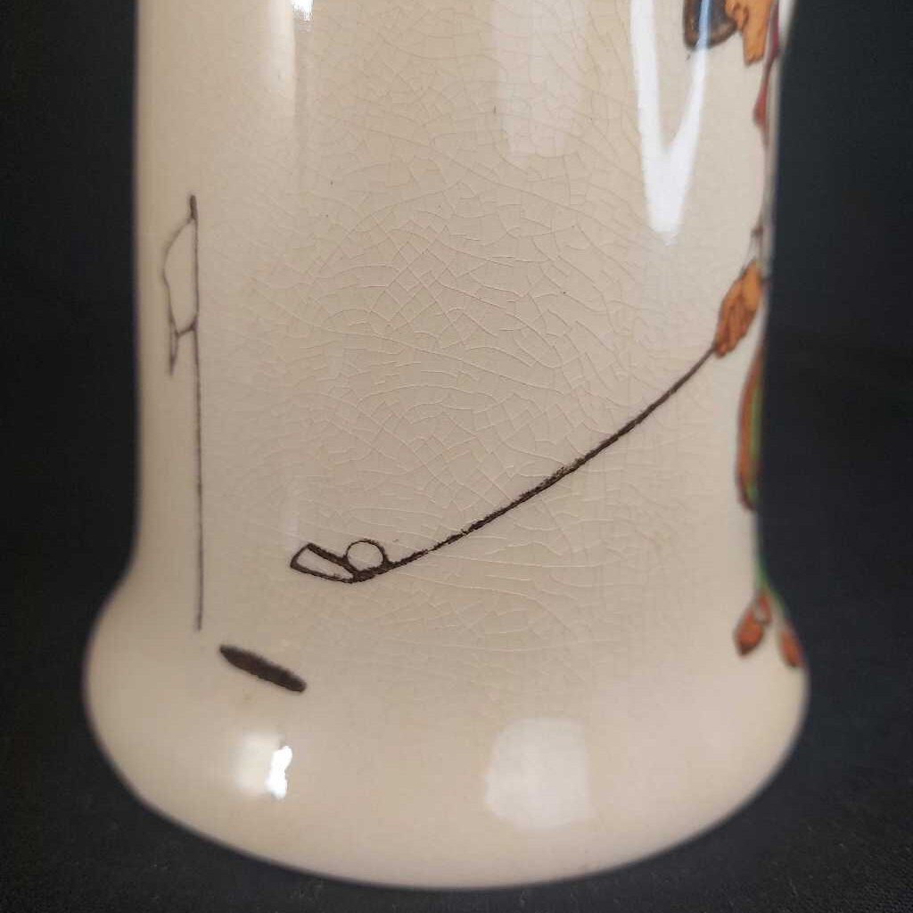 RARE 1929 Golfing Series Tankard "Supplied by Montague Bridgman Victoria BC" crazed - The URBANARY Home and Garden
