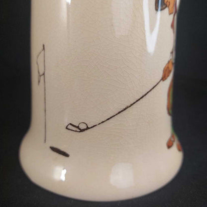 RARE 1929 Golfing Series Tankard "Supplied by Montague Bridgman Victoria BC" crazed - The URBANARY Home and Garden