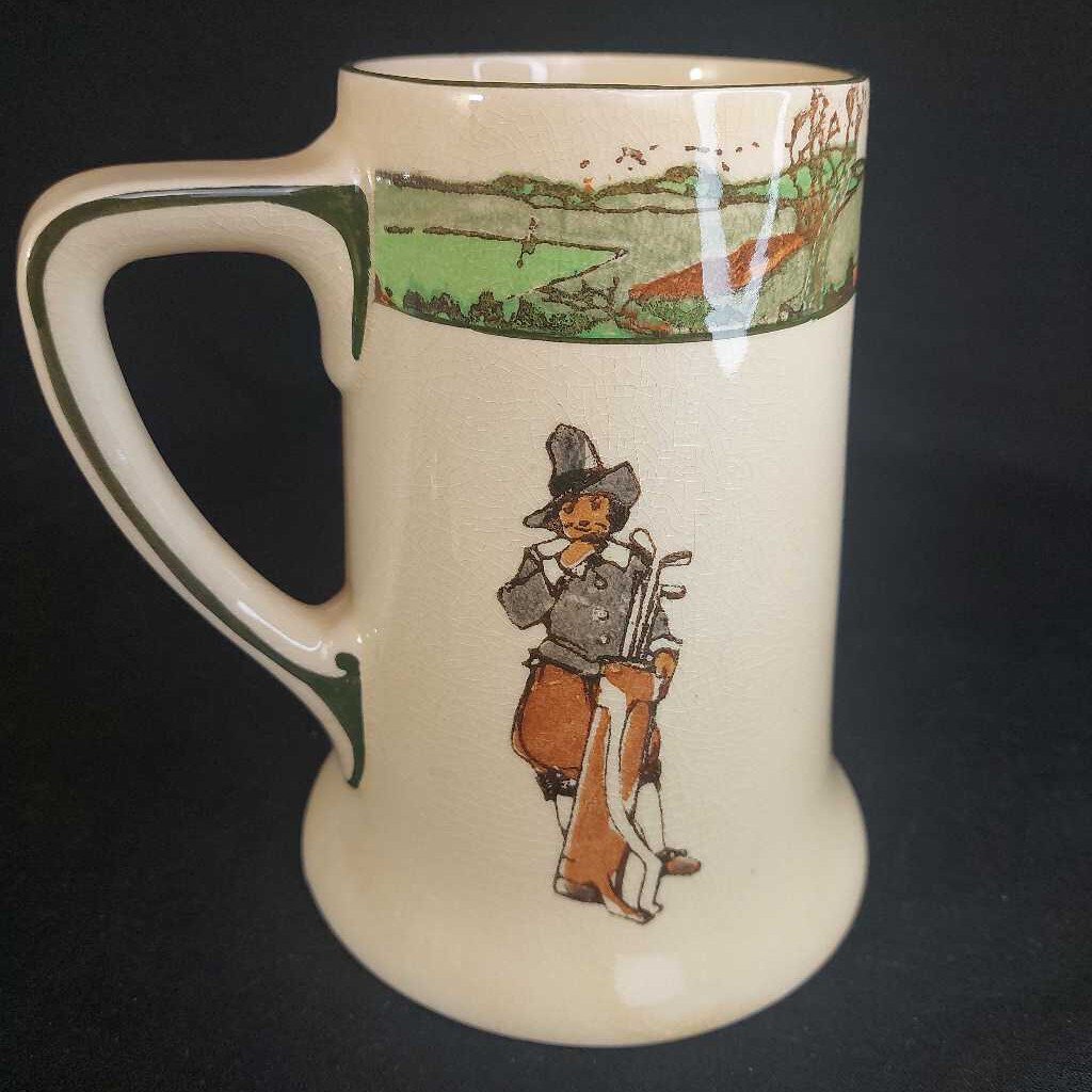 RARE 1929 Golfing Series Tankard "Supplied by Montague Bridgman Victoria BC" crazed - The URBANARY Home and Garden