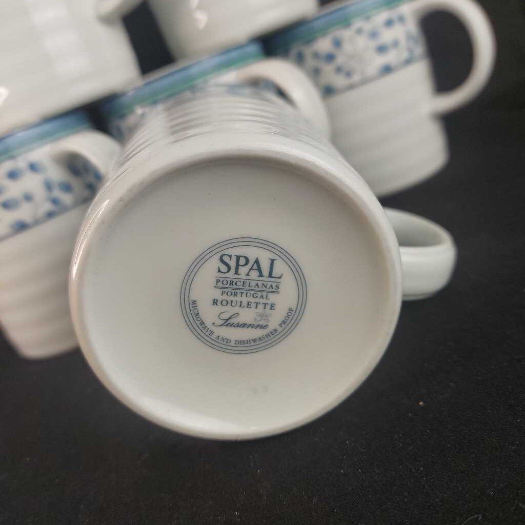 Six Coffee Cups SUSANNE by SPAL PORCELANAS Portugal Roulette