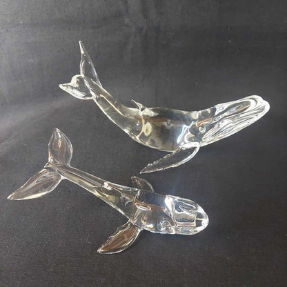 JUPITER NIELSEN Flamework Art Glass Mother and Calf HUMPBACK WHALE Figurines