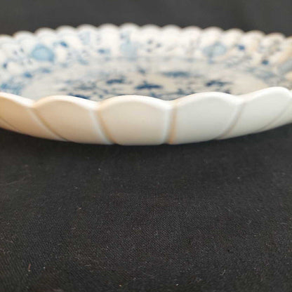 RARE 1930s Meissen Blue Onion ROUND PLATTER Scalloped Fluted Rim