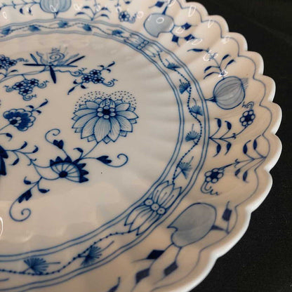 RARE 1930s Meissen Blue Onion ROUND PLATTER Scalloped Fluted Rim