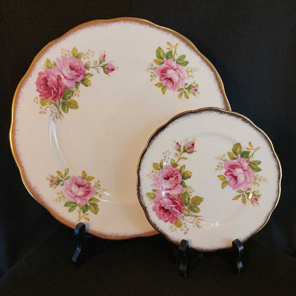 AMERICAN BEAUTY 1 Dinner and 1 Bread and Butter Plate by Royal Albert