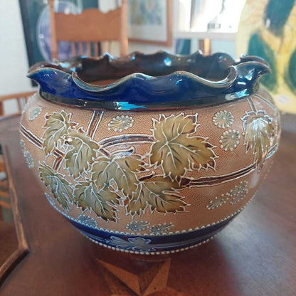 1902-1914 ROYAL DOULTON Lambeth Jardiniere (Planter) Signed PP Helena Pennett