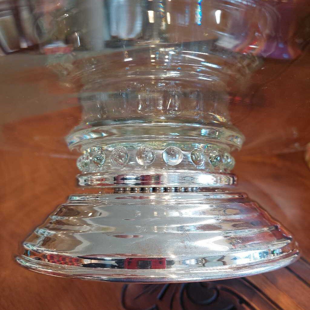 Vintage Glass Lazy Susan Cake Stand EP Silver