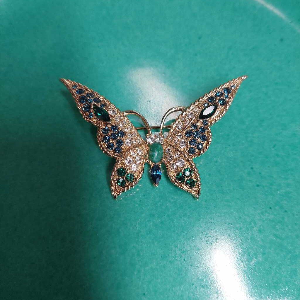 Le Couturier Vintage LeC Butterfly Brooch with Gemstones