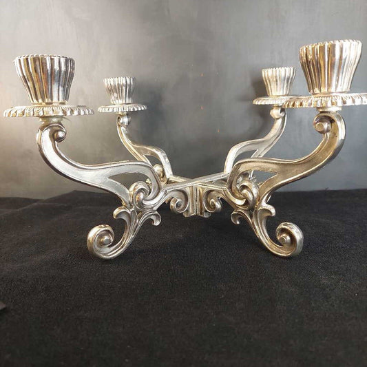 Silvertone 4 Taper Candelabra Candle Holder 2 Pc Assembled - The URBANARY Home and Garden