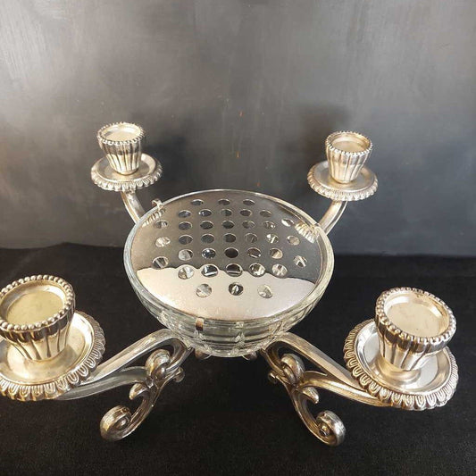 Silvertone 4 Taper Candelabra Candle Holder 2 Pc Assembled - The URBANARY Home and Garden