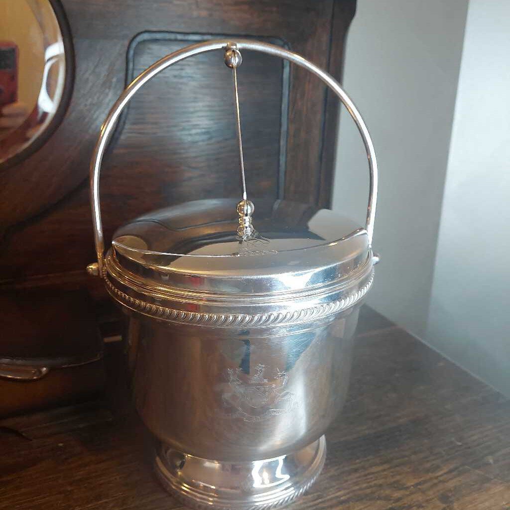 1950s National Silver Co. Silver On Copper ICE BUCKET w. Vacuum Glass Liner