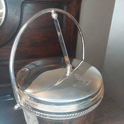 1950s National Silver Co. Silver On Copper ICE BUCKET w. Vacuum Glass Liner