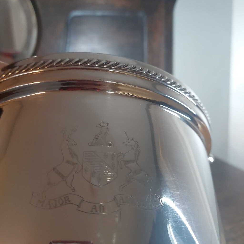 1950s National Silver Co. Silver On Copper ICE BUCKET w. Vacuum Glass Liner