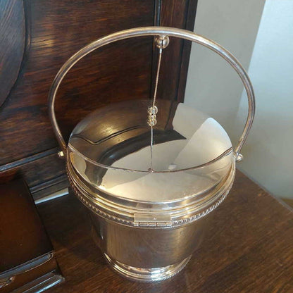 1950s National Silver Co. Silver On Copper ICE BUCKET w. Vacuum Glass Liner