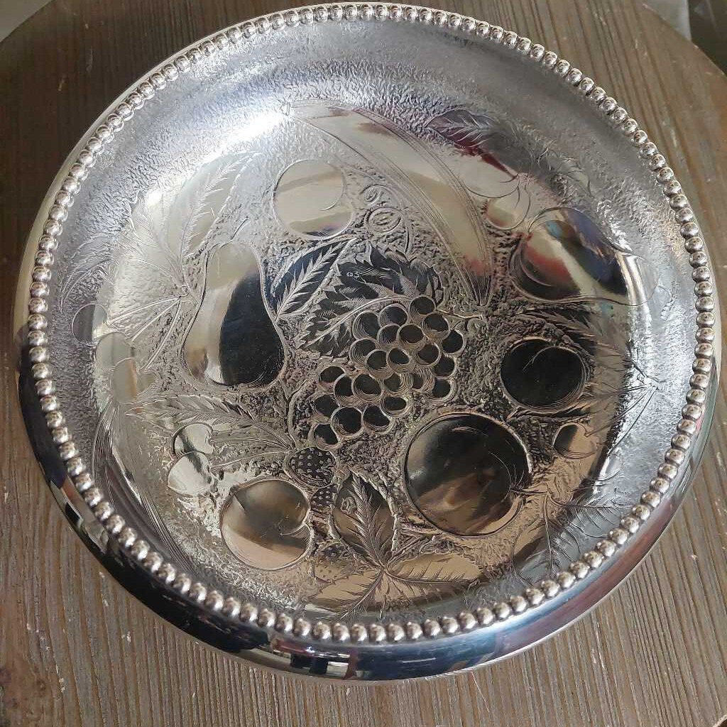 James W. Tufts Quad Silver Plated ENGRAVED FRUIT BOWL 8-1/2 inch