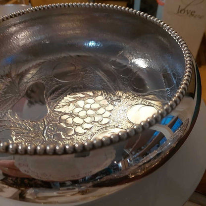 James W. Tufts Quad Silver Plated ENGRAVED FRUIT BOWL 8-1/2 inch