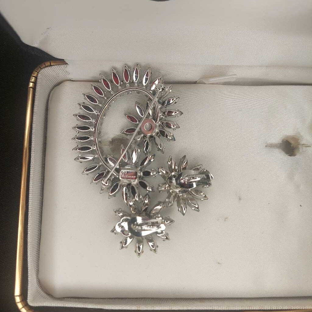 1950 Sherman Blue Caribbean Sea Brooch and Clip On Earring Set in Original Box - The URBANARY Home and Garden