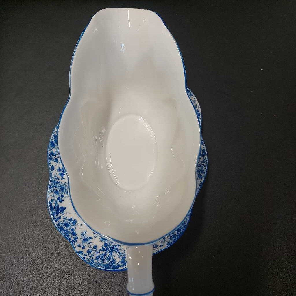 Shelley England Dainty Blue Gravy Boat And Underplate Pattern No 051 28