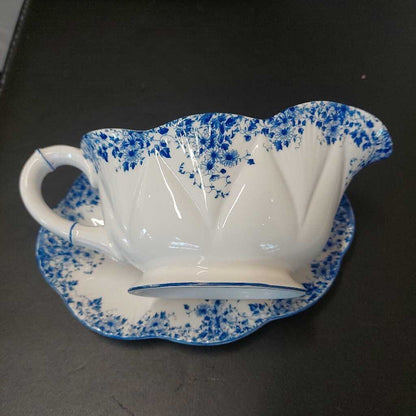 Shelley England Dainty Blue Gravy Boat And Underplate Pattern No 051 28