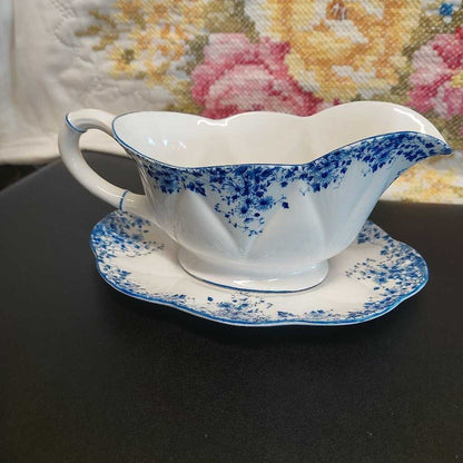 Shelley England Dainty Blue Gravy Boat And Underplate Pattern No 051 28