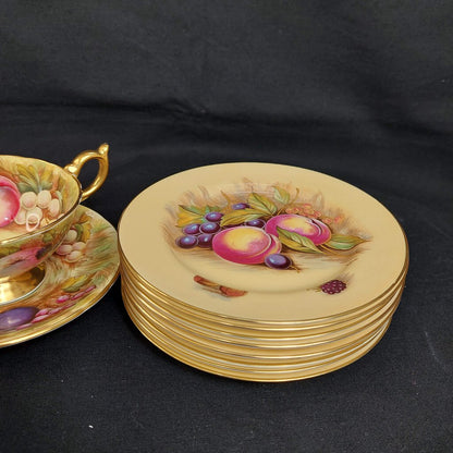 8 AYNSLEY Orchard Gold SIDE PLATES England 6 1/4 inch Signed D Jones