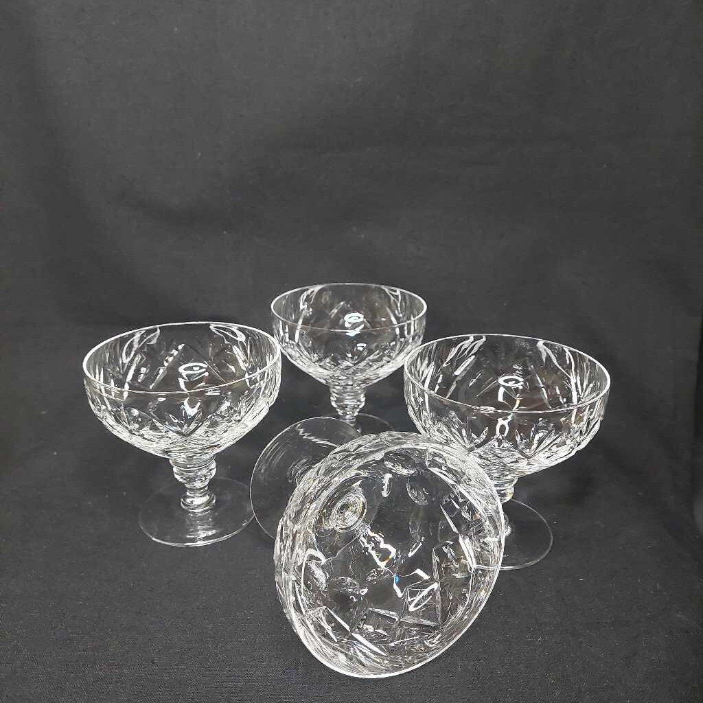 Four WEBB CORBETT Georgian Crystal Champagne Glasses